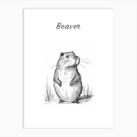 B&W Beaver 2 Poster Art Print