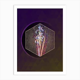 Abstract Geometric Mosaic Blue Iris Botanical Illustration n.0275 Art Print