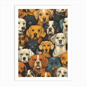 Perfectly Repeatable Artwork With Cute Dog Faces 42 Art Print