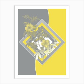 Vintage Musk Rose Botanical Geometric Art in Yellow and Gray n.071 Art Print