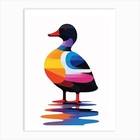 Colourful Geometric Bird Coot 2 Art Print