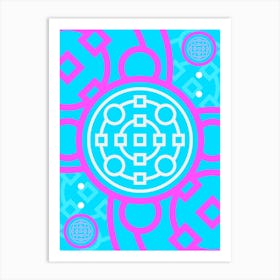Geometric Glyph in White and Bubblegum Pink and Candy Blue n.0023 Art Print
