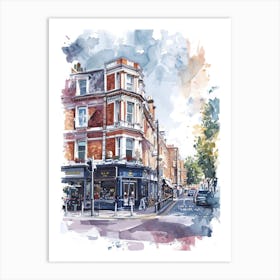 Kensington And Chelsea London Borough   Street Watercolour 5 Art Print