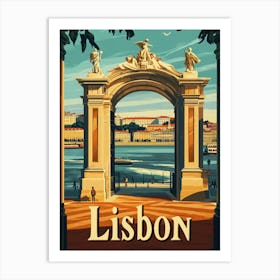 Aihrgdesign A Retro Travel Poster For Lisbon Featuring The Ma 82e0351c C5d1 4f6b 996c 01ef34644701 0 Art Print