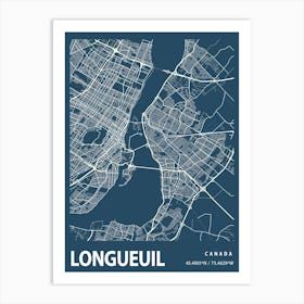 Longueuil Blueprint City Map 1 Art Print