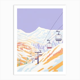 La Plagne   France, Ski Resort Pastel Colours Illustration 0 Art Print
