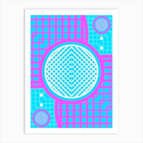 Geometric Glyph Abstract in White and Bubblegum Pink and Candy Blue n.0048 Art Print