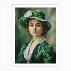 Portrait Of Lady In Green Hat Art Print