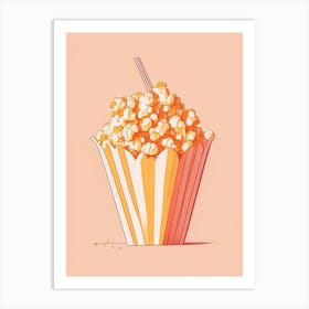 Caramel Popcorn Dessert Minimal Line Drawing Flower Art Print