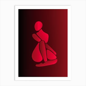 Red Silhouette Of A Woman Art Print