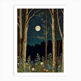 Moonlight In The Woods Style William Morris Art Print 12 Art Print