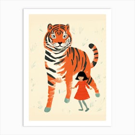 Little Girl And Tiger Art Print