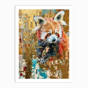 Red Panda Gold Effect Collage 4 Art Print