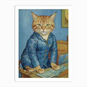 Cat By Van Gogh 1 Art Print