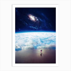 Surfer Walk On Earth Beach Art Print