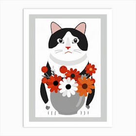 Cat With Flowers 13 Art Print