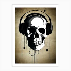 Skull With Headphones 111 Art Print