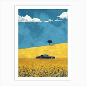 Car In A Field Canvas Print Art Print
