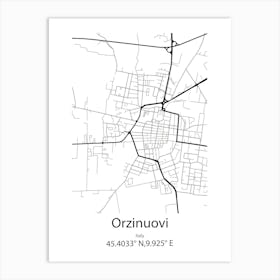 Orzinuovi,Italy Minimalist Map Art Print