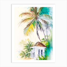 Cayo Levantado Dominican Republic Watercolour Pastel Tropical Destination Art Print