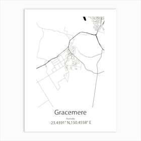 Gracemere,Australia Minimalist Map Art Print