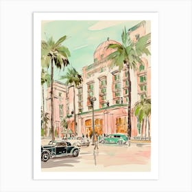 The Waldorf Astoria Beverly Hills   Beverly Hills, California  Resort Storybook Illustration 2 Art Print