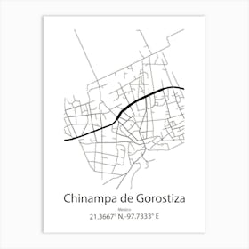 Chinampa De Gorostiza,Mexico Minimalist Map Art Print