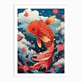 Goldfish Animal Drawing In The Style Of Ukiyo E 1 Art Print