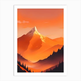 Misty Mountains Vertical Composition In Orange Tone 102 Art Print