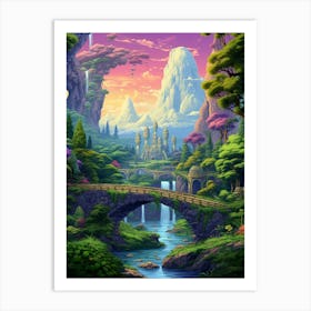 Fantasy Landscape Pixel Art 2 Art Print