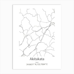 Akitakata,Japan Minimalist Map Art Print