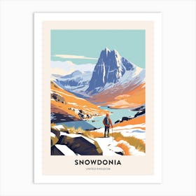 Vintage Winter Travel Poster Snowdonia National Park United Kingdom 4 Art Print