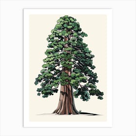 Sequoia Tree Pixel Illustration 2 Art Print