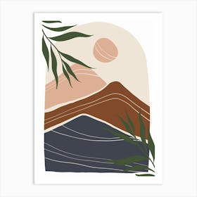 Mountains And Leaves Art Print