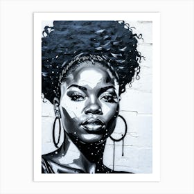 Graffiti Mural Of Beautiful Black Woman 116 Art Print