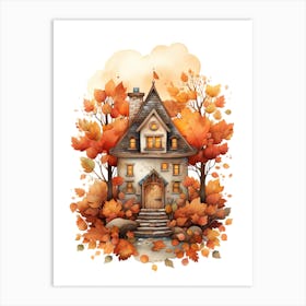 Cute Autumn Fall Scene 14 Art Print
