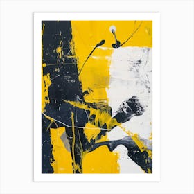 Yellow And Black Abstract Painting 1 Art Print