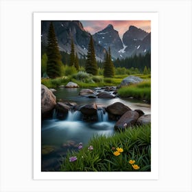 Sunset In The Mountains 4 Art Print