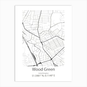 Wood Green,United Kingdom Minimalist Map Poster