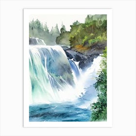 Huka Falls, New Zealand Water Colour  (1) Art Print