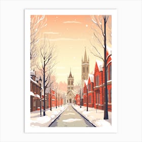 Vintage Winter Travel Illustration Manchester United Kingdom 9 Art Print