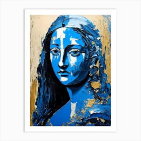 Mona Lisa Blue Gold Art Print