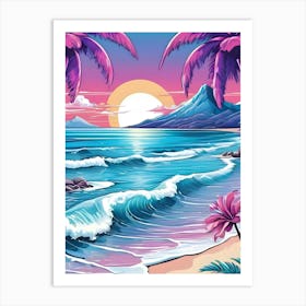 Sunset Beach Painting Art Print