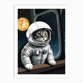 Astronaut Cat Art Print