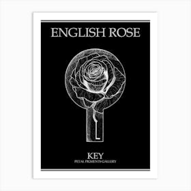 English Rose Key Line Drawing 3 Poster Inverted Art Print