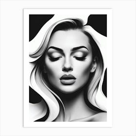 Black And White Portrait Of A Woman 3 Art Print