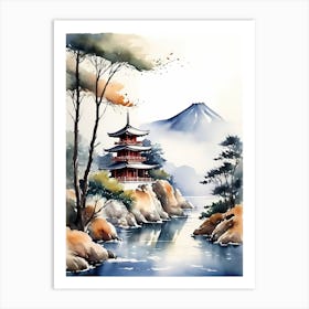 Japanese Landscape Watercolor Painting (57) 1 Art Print