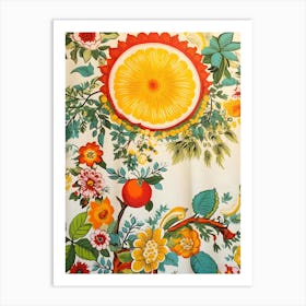 Oranges And Flowers Art Print