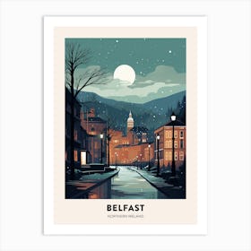 Winter Night  Travel Poster Belfast Northern Ireland 3 Art Print