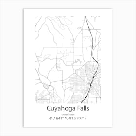 Cuyahoga Falls,United States Minimalist Map Art Print